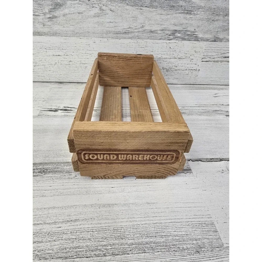 Sound Warehouse Wooden Crate Vintage Branded Slatted Media Storage Box Natural